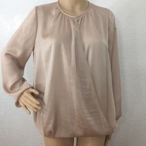 Vince Faux Wrap Blouson Top in ‘Sand’